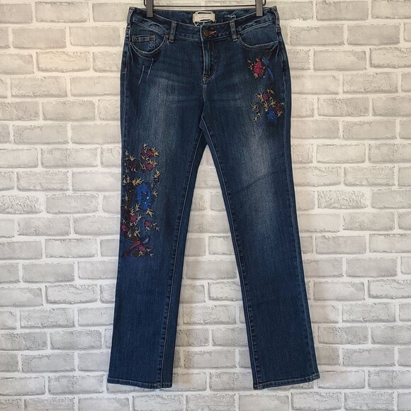Sundance Magnolia Hand Painted Straight Leg Jeans 29 Boho Feminine - Picture 1 of 11